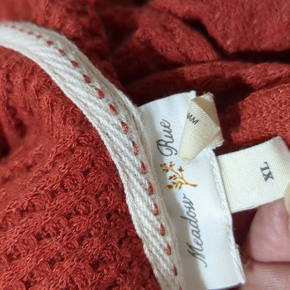 ANTHROPOLOGIE MEADOW RUE RED LONG SLEEVE COWLED THERMAL TUNIC TOP, Sz XL - Picture 9 of 9